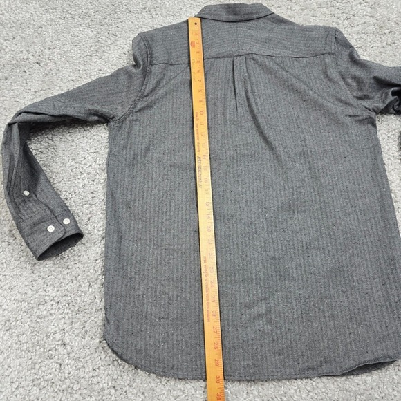 Flint and Tinder Shirt Mens Large Gray Herringbone Button Down Long Sleeve Twill - Picture 9 of 11